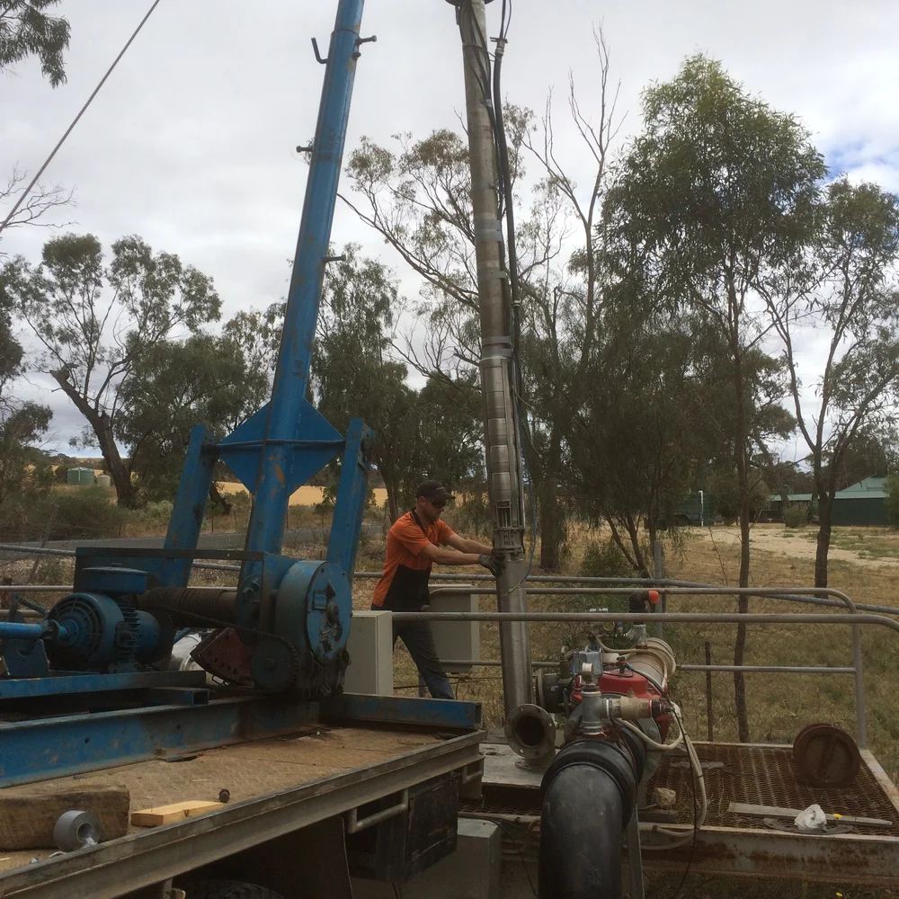 Pulling a bore pump with the service rig