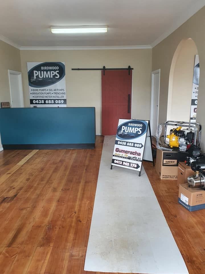 Pump display and signage inside the Birdwood Pumps shop